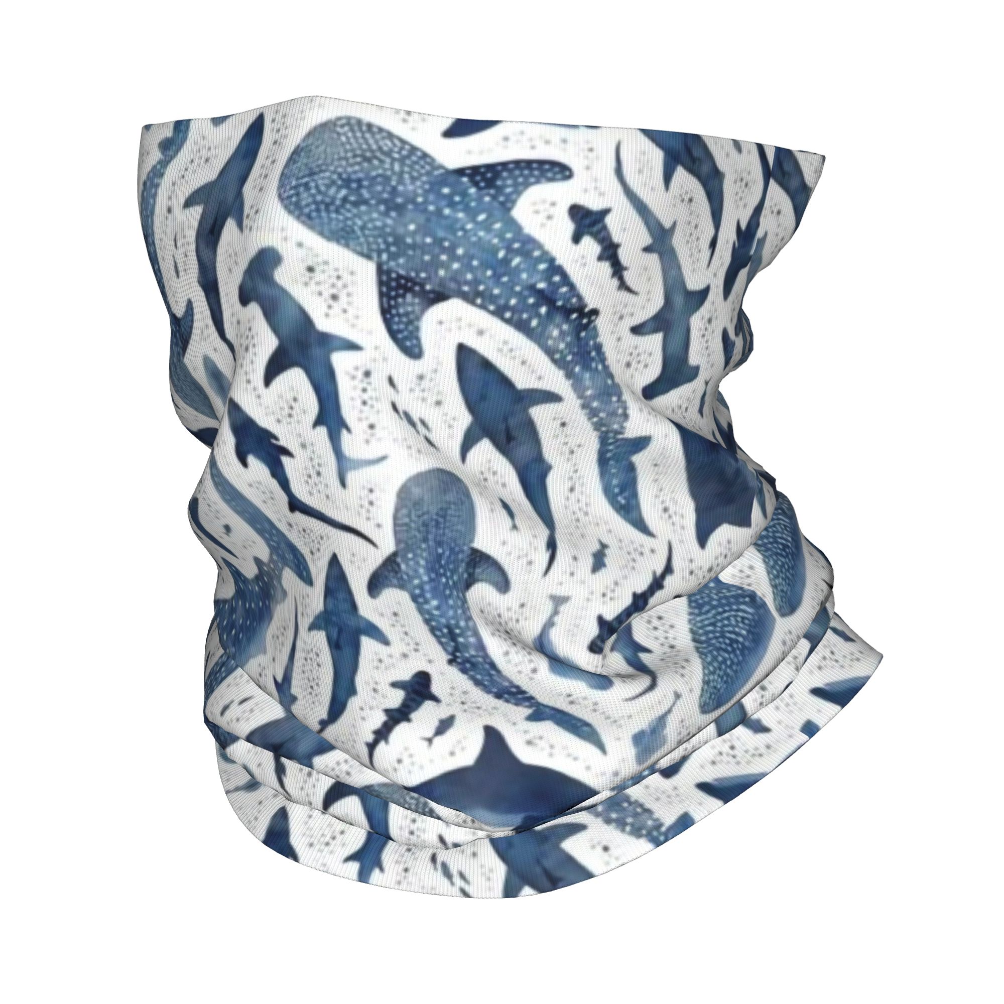 Neck Warmer Balaclava - Custom Blue Watercolour Shark Bandana Neck