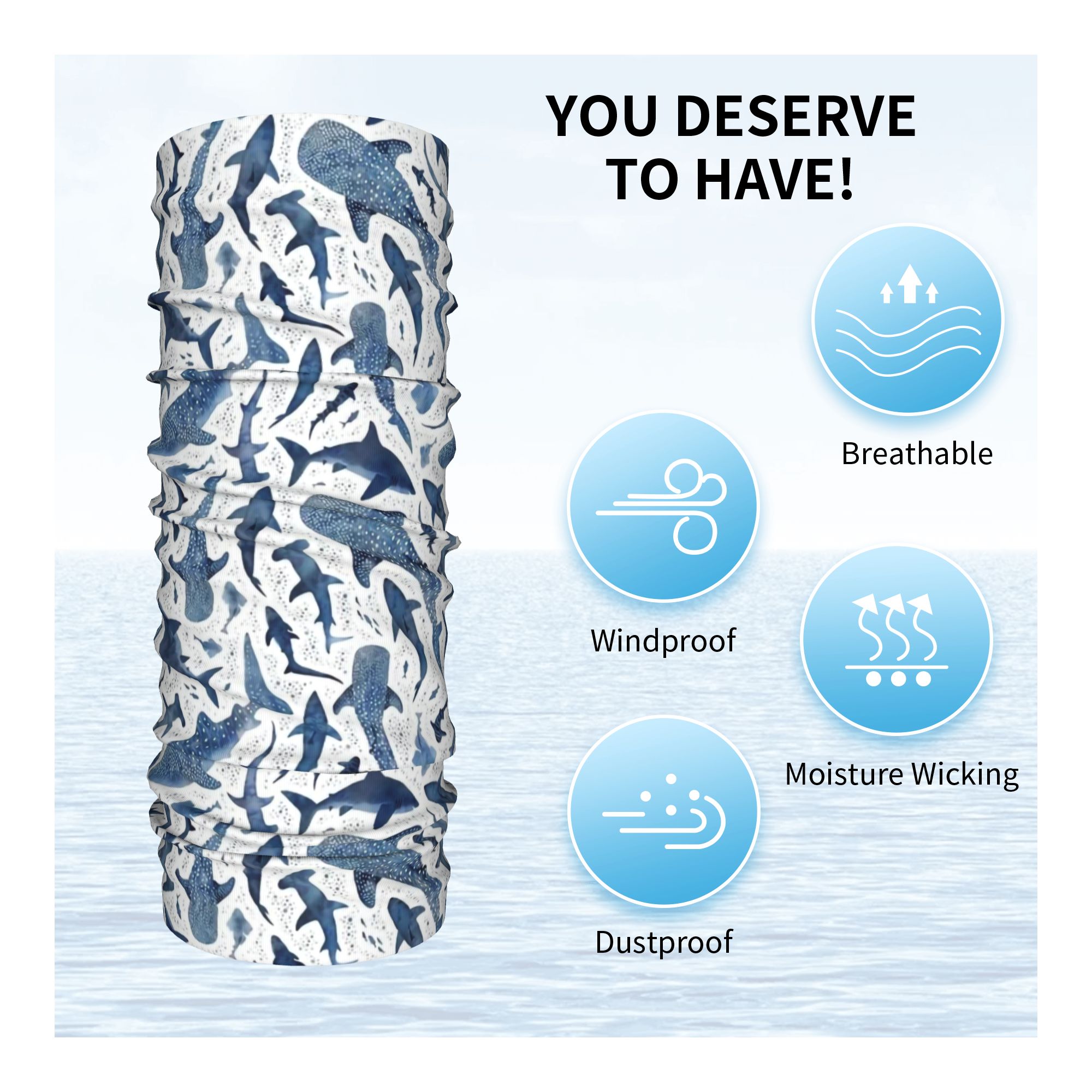 Custom Blue Watercolour Shark  - Neck Warmer Balaclava recension och pris