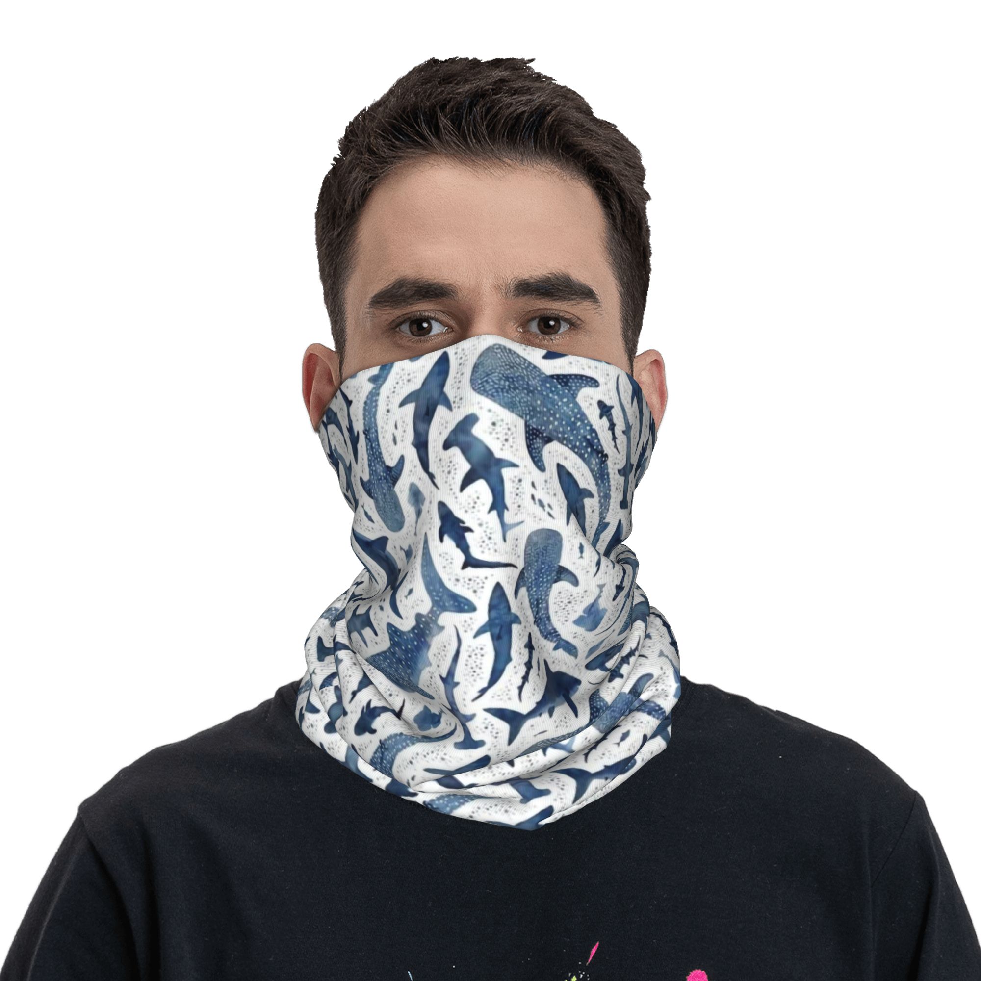 Custom Blue Watercolour Shark  - Neck Warmer Balaclava recension och pris